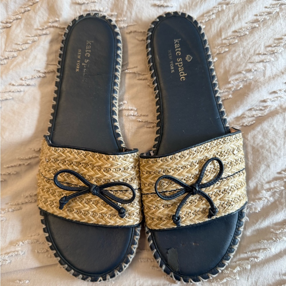 Kate Spade Black and Tan Woven Sandals